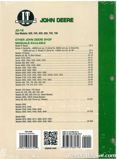 John Deere 520 530 620 630 720 730 Tractor Repair Manual