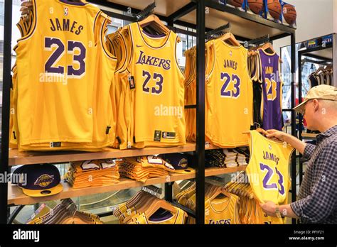 Lebron James and Lakers Branded Merchandise at the NBA Store on Fifth ...