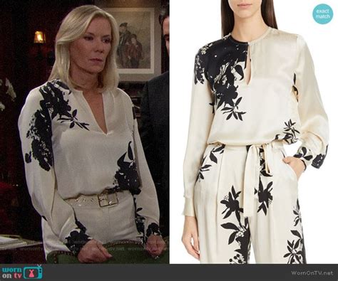 WornOnTV: Brooke’s ivory and black floral blouse on The Bold and the ...