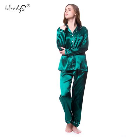 Aliexpress.com : Buy Plus size M 5XL Women Silk Satin Pajamas Pyjamas Set Sleepwear Long Sleeve ...