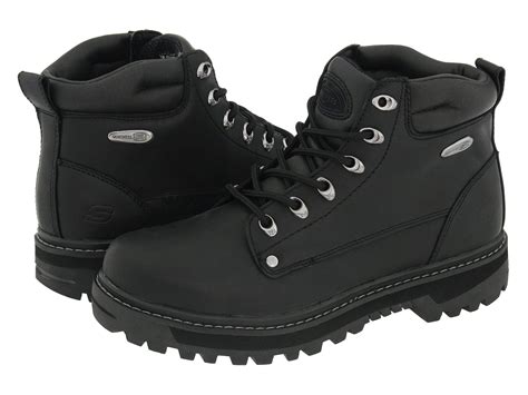 Lyst - Skechers Pilot (black Oily Leather) Men's Lace-up Boots in Black ...