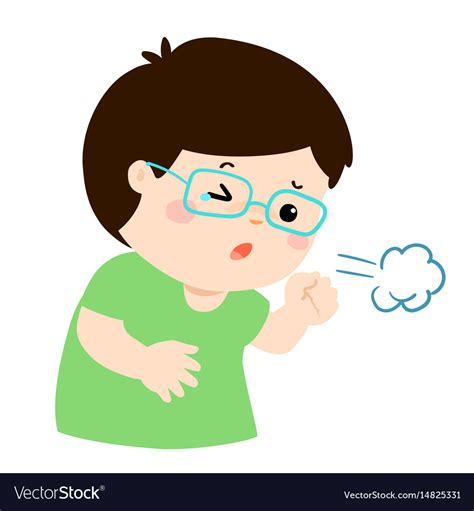 Little boy coughing cartoon Royalty Free Vector Image