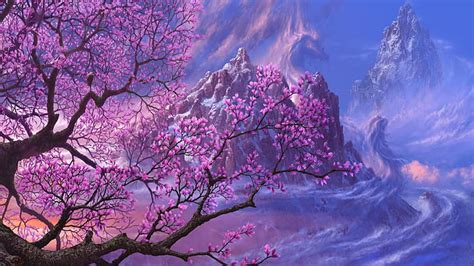 HD wallpaper: trees purple fantasy art asia artwork anime 1920x1080 ...