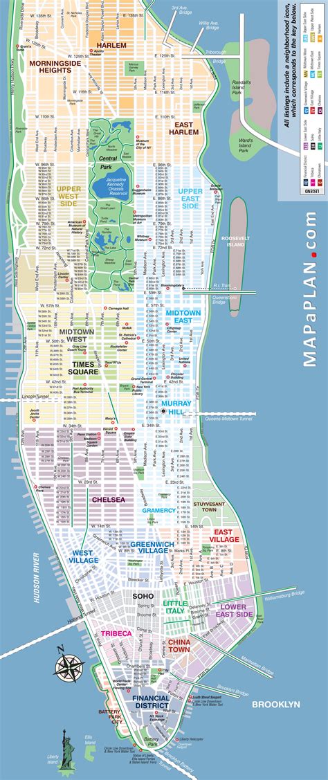 Locations to visit in three days - New York map