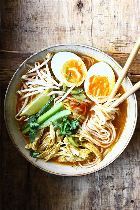 Easy Laksa with Shredded Chicken - Serving Dumplings