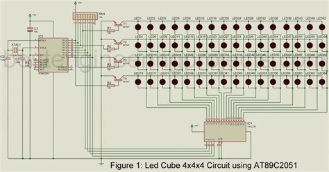 LED Cube 4x4x4 Circuit using AT89C2051 - Engineering Projects