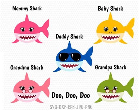 Baby shark family svg shark svg baby shark svg doo doo doo svg cute shark svg shark cut f – Artofit