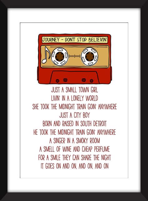 Journey - Don't Stop Believin' Lyrics - Unframed Print – The Word Association