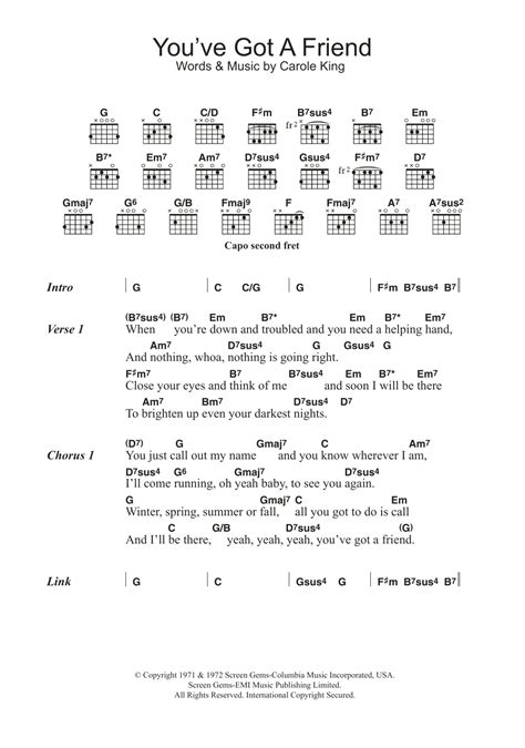 You've Got A Friend by Carole King - Guitar Chords/Lyrics - Guitar Instructor