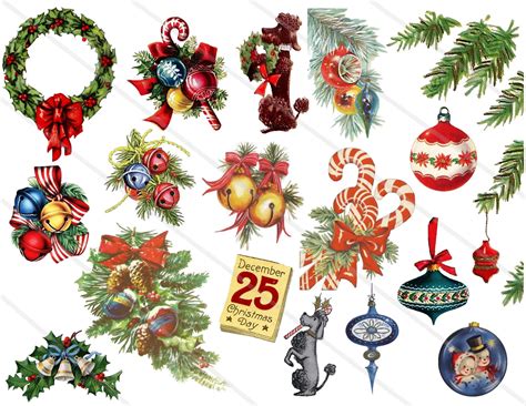 Vintage Christmas Decorations Clipart