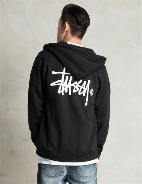 Stussy - Black Basic Logo Zip Hoodie | HBX