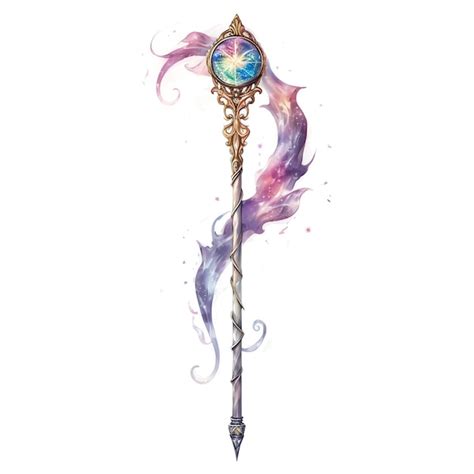 Premium AI Image | beautiful wizard staff watercolor magical fantasy world clipart illustration