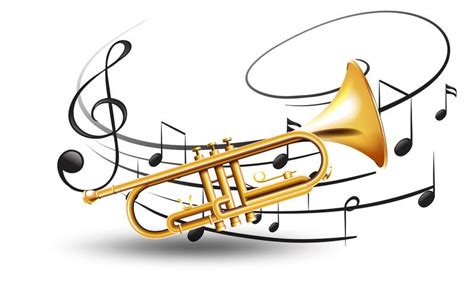 Golden trumpet with music notes in background 416976 Vector Art at Vecteezy