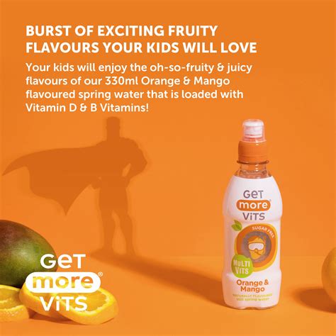 Buy Get More Vits Flavoured Water for Kids - Orange & Mango Spring Water with Vitamin D & B ...