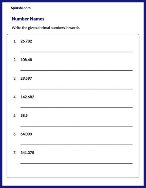 Writing Decimals In Word Form Worksheet - Free Printable Worksheet