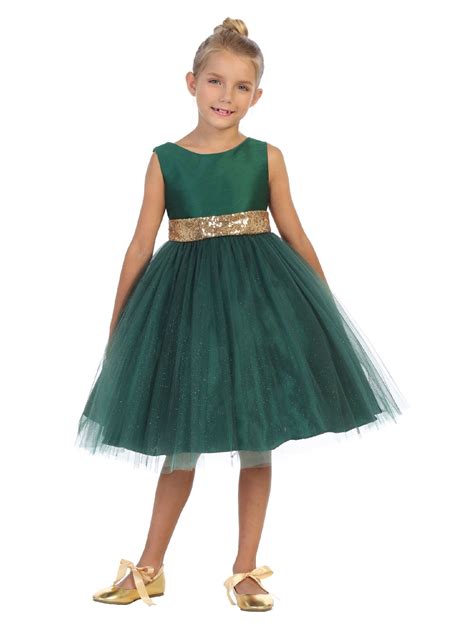 Kids Dream Little Girls Hunter Green Sequin Glitter Tulle Christmas ...