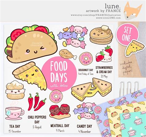 3 FOR 2. Cute Food Clipart / Kawaii Aesthetic / Taco Pizza | Etsy