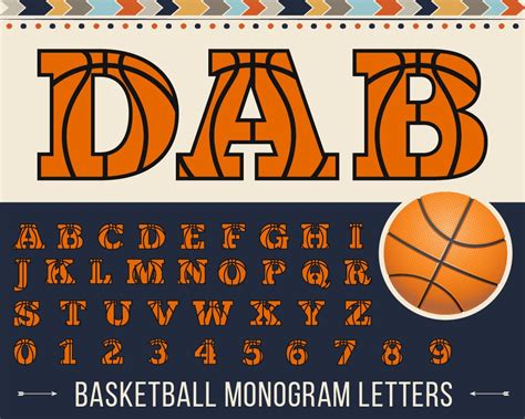 BASKETBALL FONT Svg Orange Letters With Black Ribs Monogram | Etsy