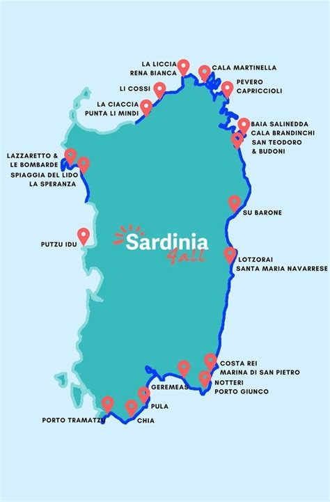 Best Beaches In Sardinia Map