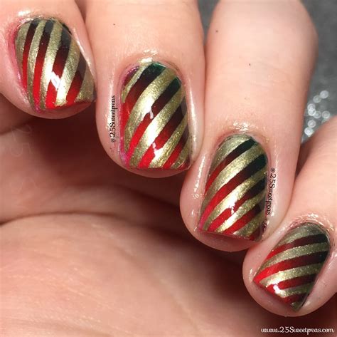 Holiday Stripe Nail Art - 25 Sweetpeas