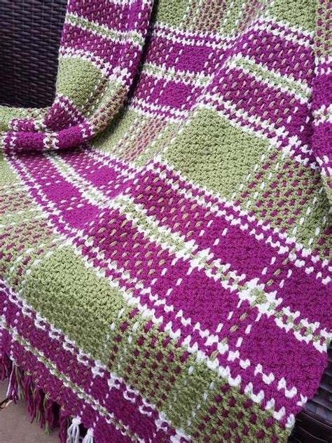 Crochet Blanket Pattern. Tartan Plaid Throw - Etsy | Couverture au ...