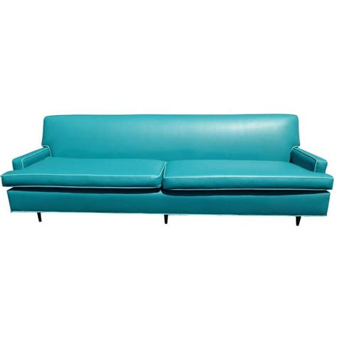 Vintage Mid-Century Turquoise Vinyl Sofa | Tropical sofas, Mid century, Vintage mid century
