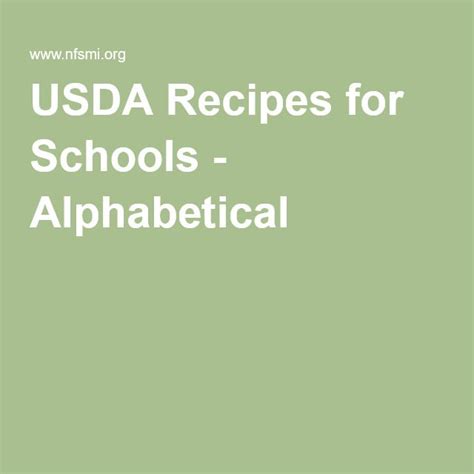 USDA Recipes for Schools - Alphabetical | School lunch recipes, School ...