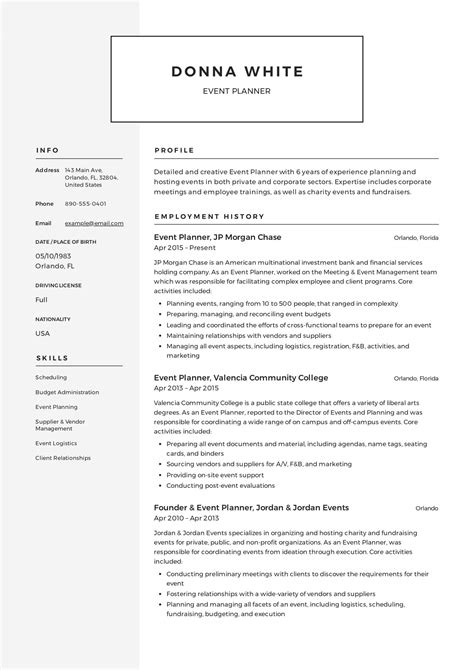 Guide: Event Planner Resume [ + 12 Samples ] | PDF & Word | 2019