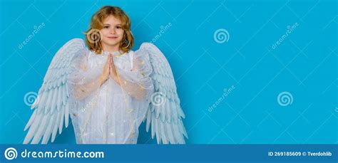 Angel Prayer. Valentine S Day. Blonde Cute Child with Angel Wings on a ...