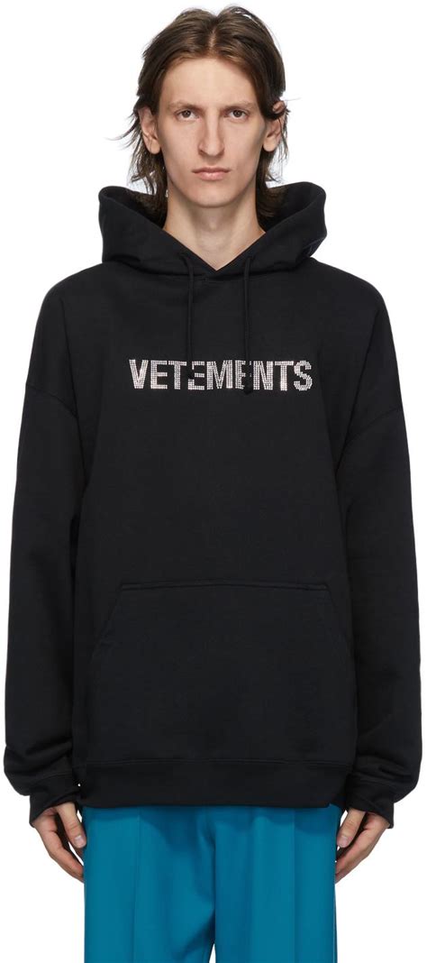 Vetements Logo Rhinestone Hoodie in Black for Men | Lyst