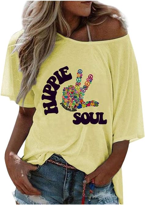 Smony Women' Fashion T-Shirts 'Hippie Soul' Printed Short Sleeve O Neck ...