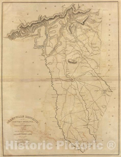 Historic Map : 1825 Greenville District, South Carolina. - Vintage Wal ...