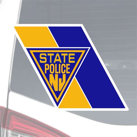 Window Decal OUTSIDE White Vinyl - NJSP Car Door Logo – True Blue and Gold