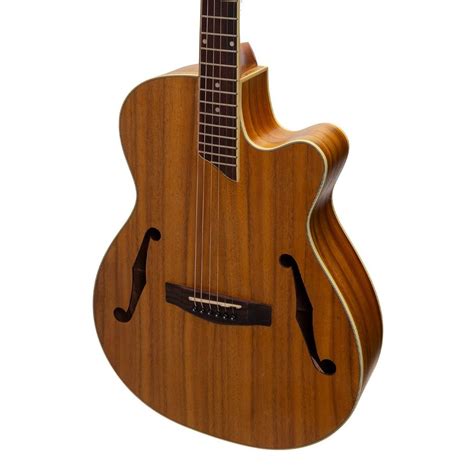 MARTINEZ Jazz Hybrid Acoustic Small Body Guitar with Cutaway in Koa MJH ...