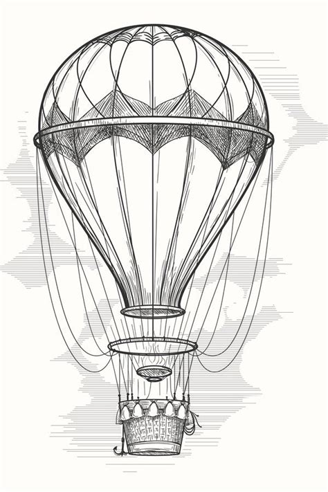 Retro hot air balloon sketch (942609) | Illustrations | Design Bundles ...