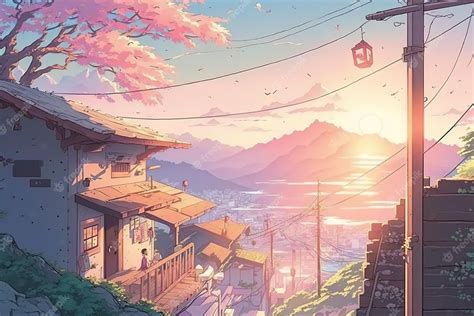 Premium AI Image | Lovely anime cityscape