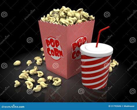 Popcorn and soda stock illustration. Illustration of cinema - 31792606