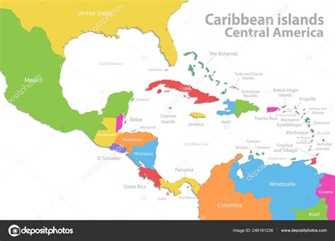 Caribbean Islands Central America Map New Political Detailed Map ...