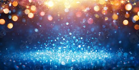 Abstract Glittering - Blue Glitter With Golden Christmas Lights And Shiny - stock photo 1298325 ...