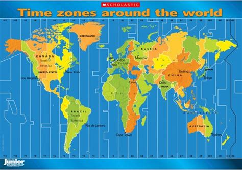 Time zones around the world – map poster - Scholastic Shop