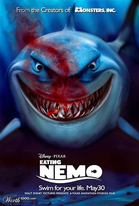 the movie poster for finding nemo, which features an image of a smiling shark