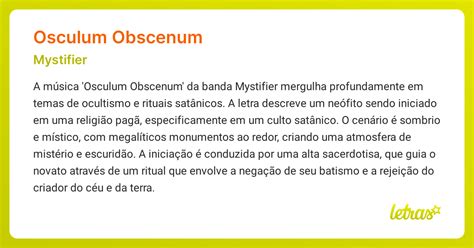 Significado da música OSCULUM OBSCENUM (Mystifier) - LETRAS.MUS.BR