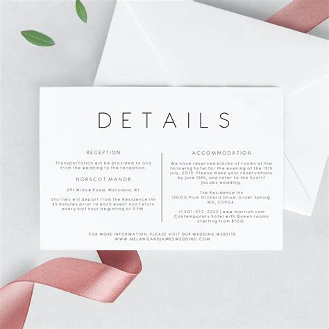 Wedding Details Invitation Template Printable Wedding - Etsy UK | Wedding invitation inserts ...