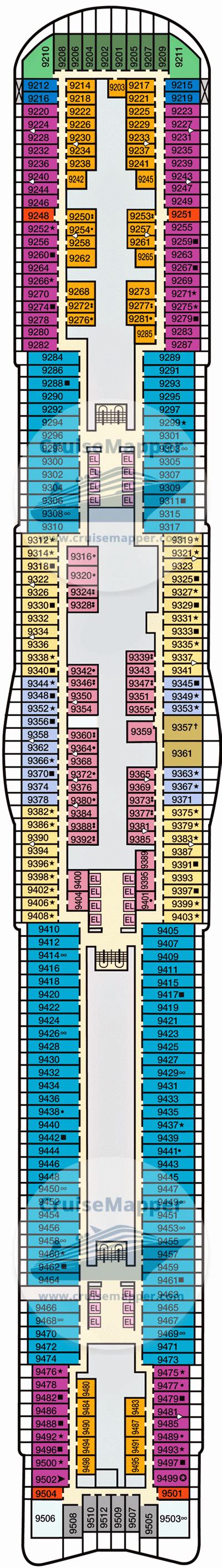 Carnival Mardi Gras deck 9 plan | CruiseMapper