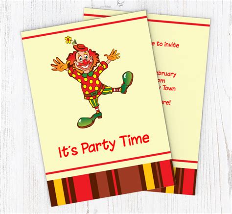 Clown Party Invitations | Personalise Online Plus Free Envelopes ...