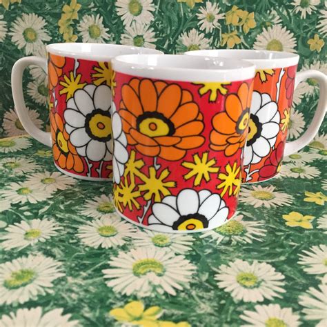 Vintage Coffee Mugs, Retro Coffee Mugs, 1960s Mod Coffee Mugs