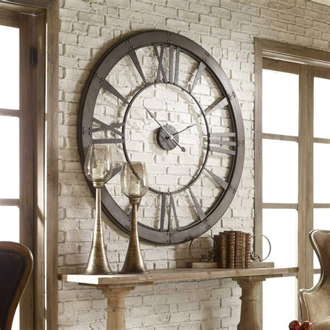 Uttermost 06084 Ronan Large Oversized Rustic Farmhouse Wall Clock - Bronze - Walmart.com ...