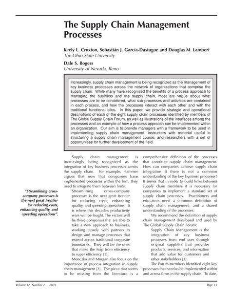 (PDF) The Supply Chain Management Processes