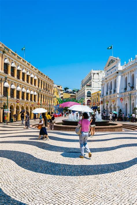 China, Macau - September 6 2018 - Beautiful Old Architecture Building Around Senado Square in ...