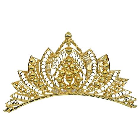 Srijacollections Golden Lotus Design Big Crown Tiara Mukut for Bengali ...